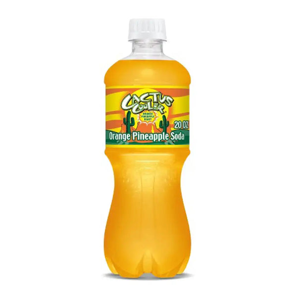 Cactus Cola Orange Pineapple Soda bottle on a white background