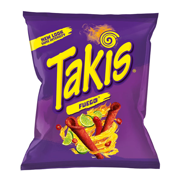 Takis Fuego Hot Chips. Corn based spicy rolled mini taco chips.