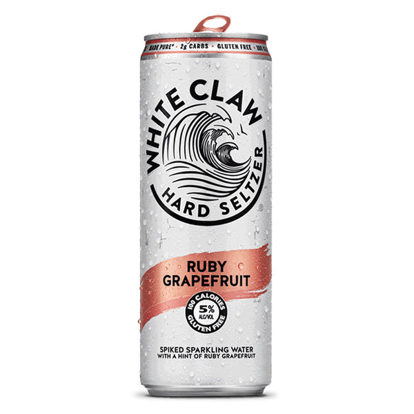 White Claw Hard Seltzer Ruby Grapefruit can on a white background