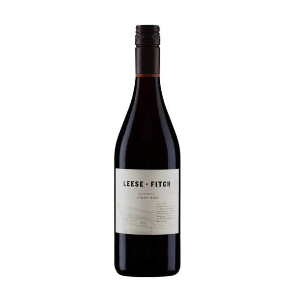 Wine bottle with 'Leese Fitch' label on a white background